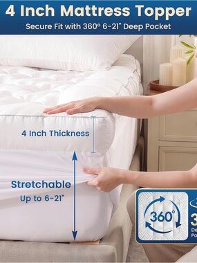 White 4-Inch Mattress Topper - Plush Pillow-Top Comfort